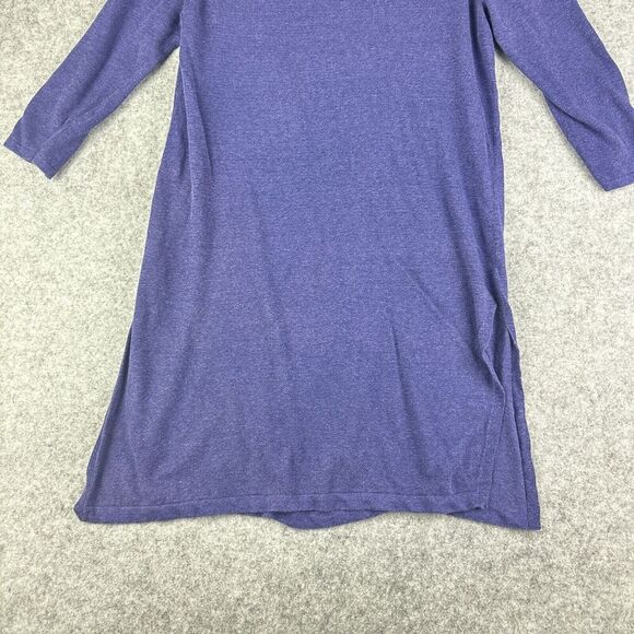J Jill Linen Blend Tunic Top Womens M Purple Long Side Slits Knit Coastal Boho - Picture 8 of 13